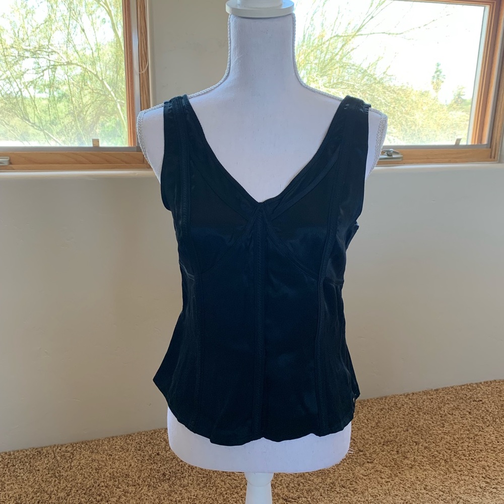 NWT Ann Taylor Silk Sleeveless V-Neck Black Top